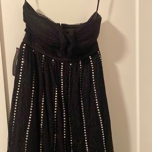 Bebe black midi dress with lace and sparkle ✨